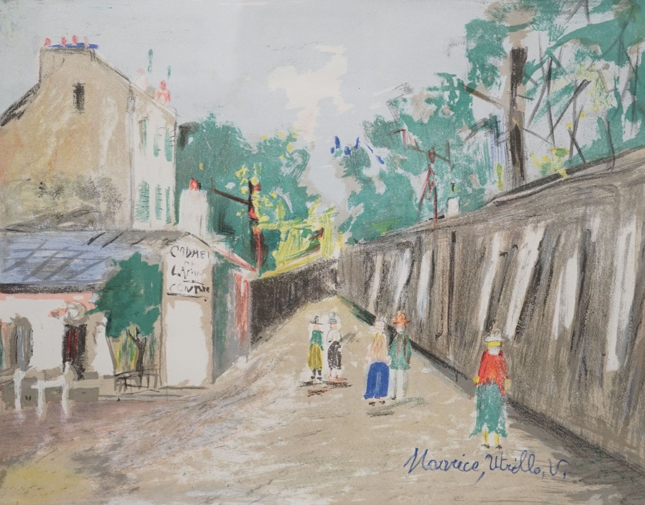 After Maurice Utrillo, colour lithograph, 'Montmartre, Le Lapin Agile', numbered in pencil, 39/197, 32 x 40cm